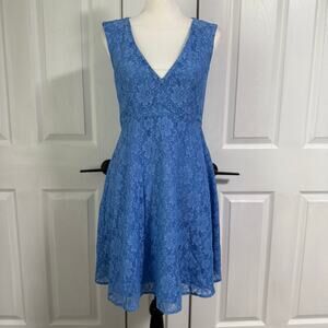 French Connection Women's Blue  Lace V-Neck Sleeveless Dress Size 4